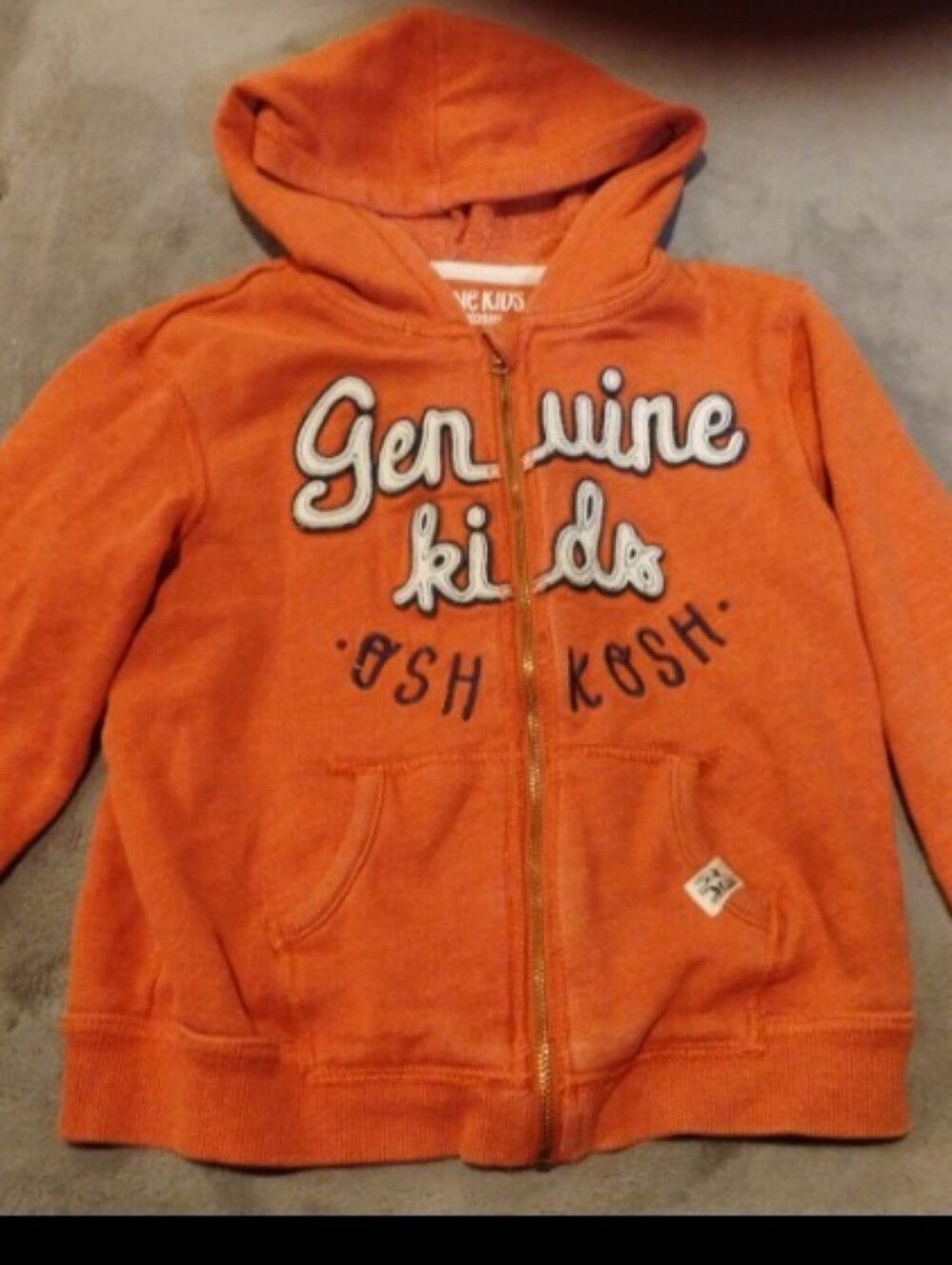 Genuine Kids from OshKosh Orange Zip-Up Graphic Hoodie - Size 5T